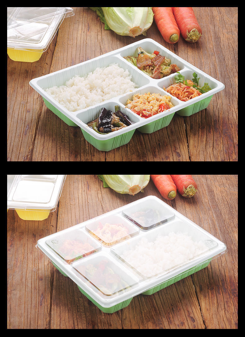 一次性餐盒四格饭盒快餐盒三五分格长方形便当盖饭打包盒带盖批发一格