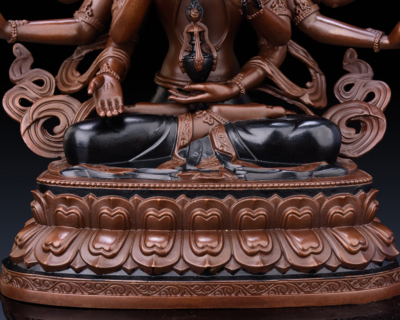 美帮汇装饰摆件 美帮汇尊胜佛母 铜藏传密宗佛顶尊胜佛母三面八臂长寿