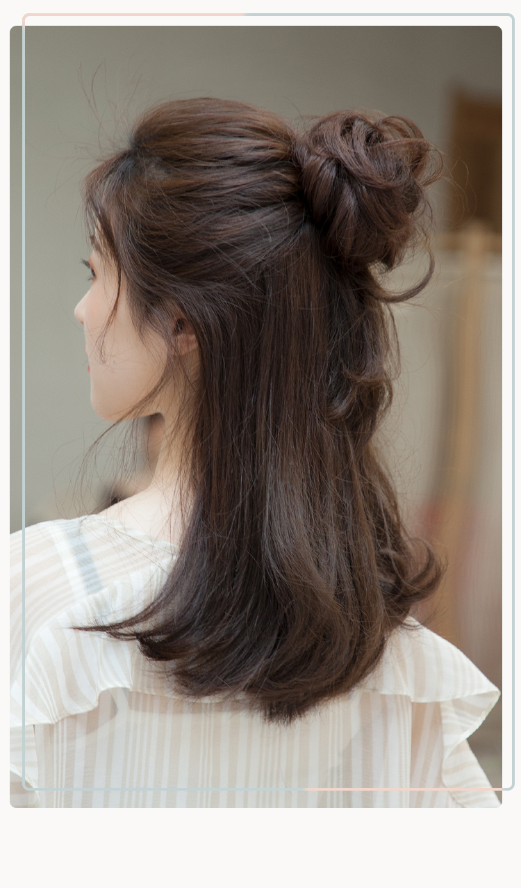 抓夹小半丸子头假发女 真发蓬松自然花苞头发饰 懒人垫发包盘发器 你