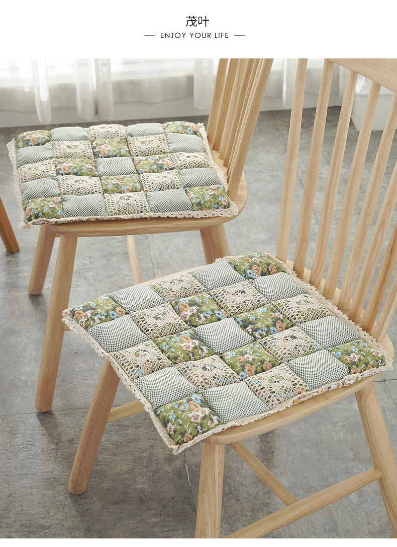 美帮汇田园简约花边座垫办公室餐椅垫榻榻米防滑沙发椅子坐垫充棉夏季