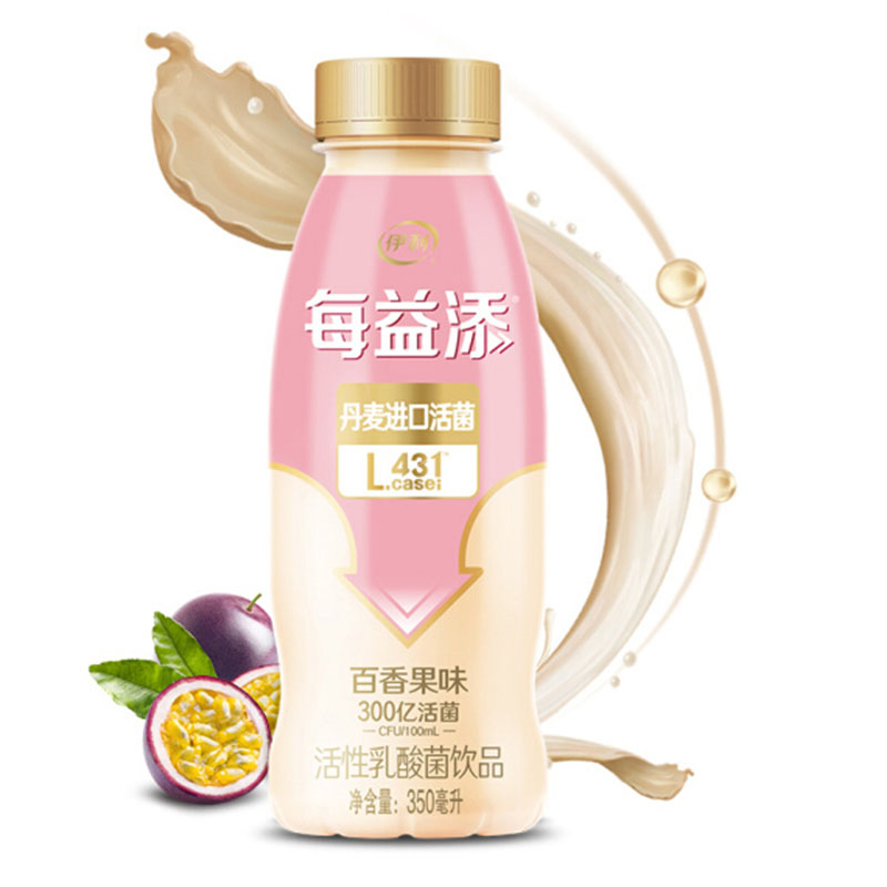 伊利酸奶每益添活性乳酸菌饮品原味百香果益生菌发酵乳350ml12瓶
