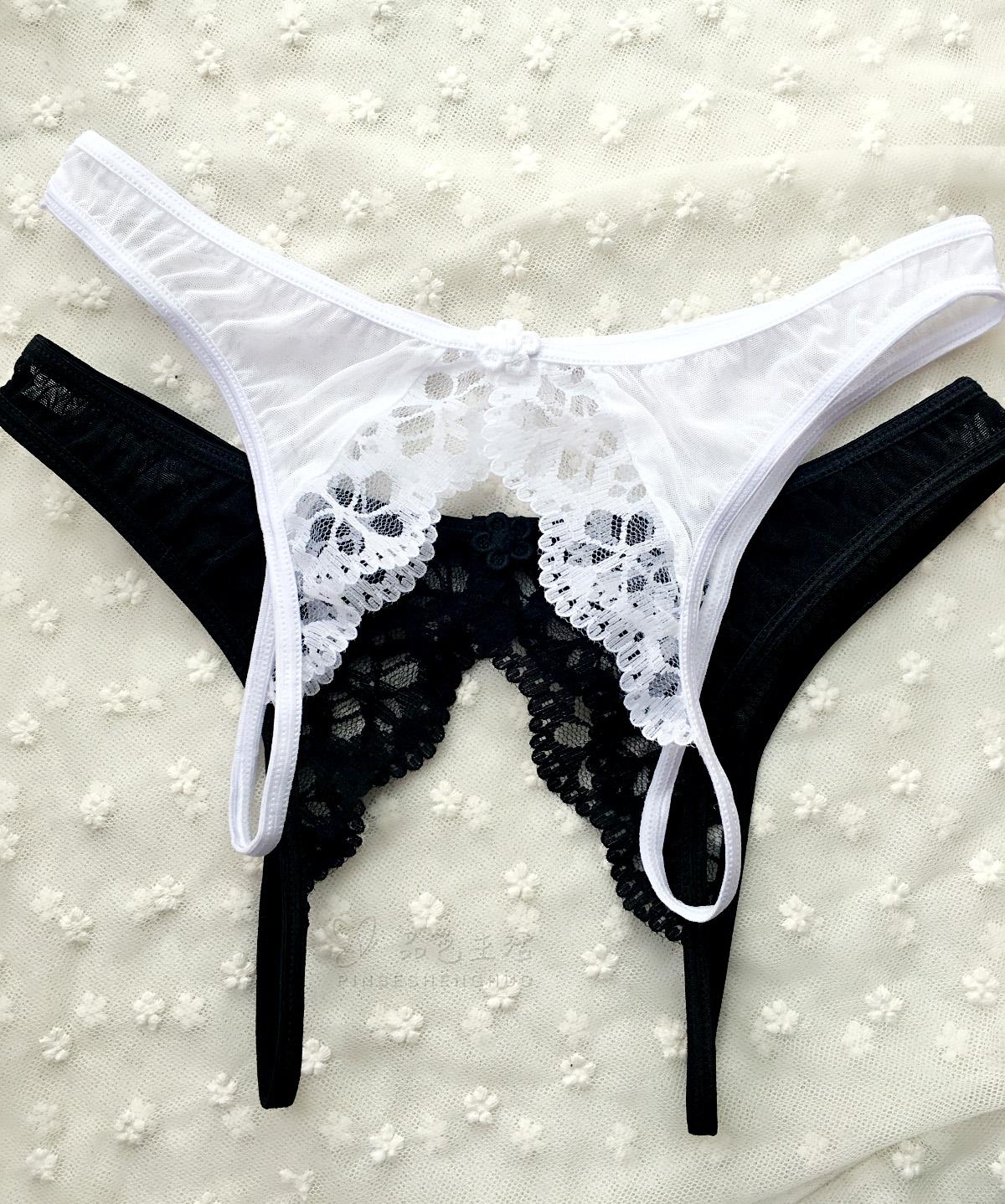 费琳情趣内衣 情趣内衣性感骚透明蕾丝丁字裤挑逗开档t裤免脱胖mm大码