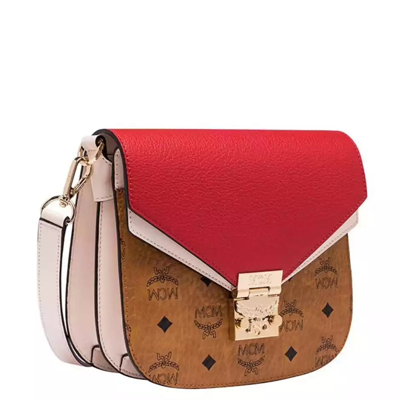 苏宁国际直营【直营】mcm 涂层帆布/涂层帆布配皮女士小猪包单肩包斜