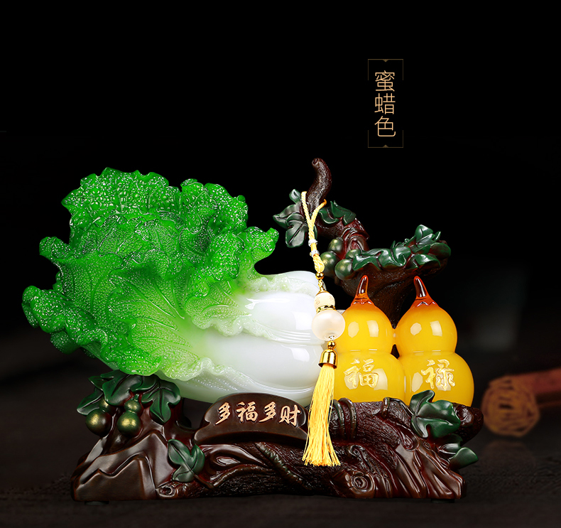 玉白菜摆件招财风水家居客厅玄关装饰品店铺办公室创意开业礼品