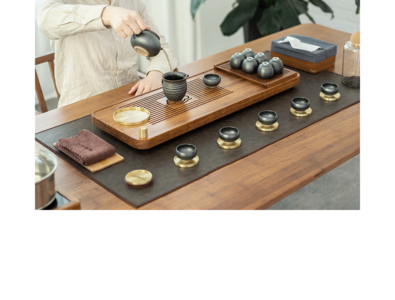 排水旅行茶具实木储水抽屉式简约茶台小家用竹制茶海功夫日式 国泰家