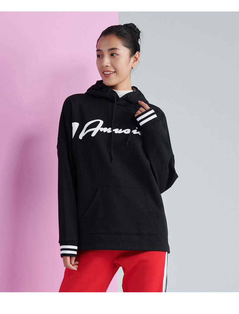 361度女冬季新款套头卫衣加绒加厚连帽运动服女