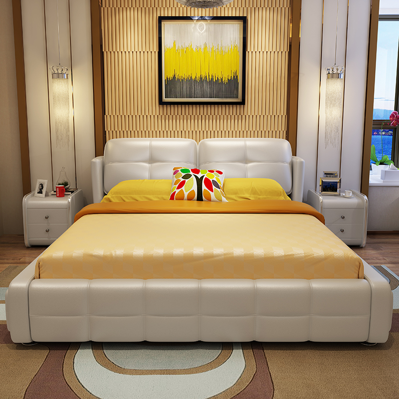 怡红院(yihongyuan)实木床818# 怡红院 床 现代简约主卧真皮床大小户