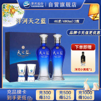 洋河(YangHe) 蓝色经典 天之蓝 46度 480ml*2 礼盒装 浓香型白酒 口感绵柔(新老包装随机发货)