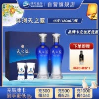 洋河(YangHe) 蓝色经典 天之蓝 46度 480ml*2 礼盒装 浓香型白酒 口感绵柔(新老包装随机发货)