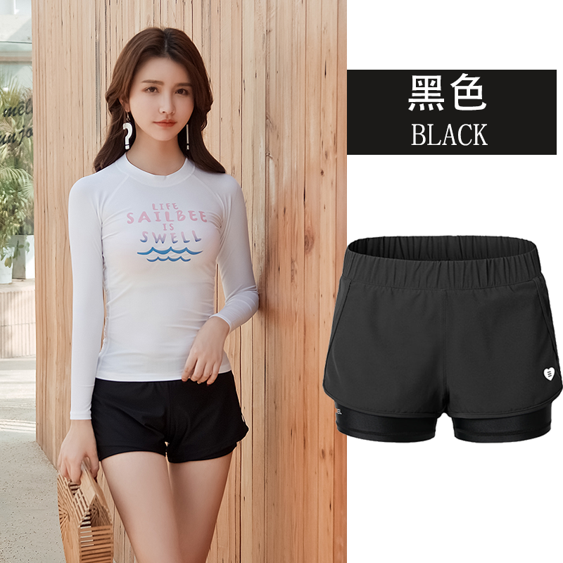 夏季运动休闲健身纯色沙滩裤女短裤紧身显瘦游泳温泉冲浪速干裤衩