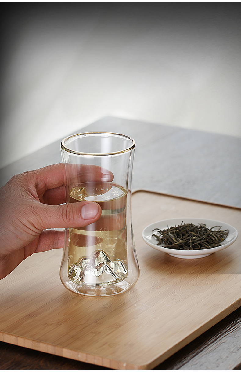 玻璃杯614341142885 茶楼专用高级日式观山水杯家用隔热茶杯高颜值