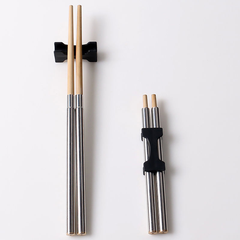 伸缩便携式折叠筷子不锈钢合金家用套装防滑耐高温旅行随身外带盒伸缩