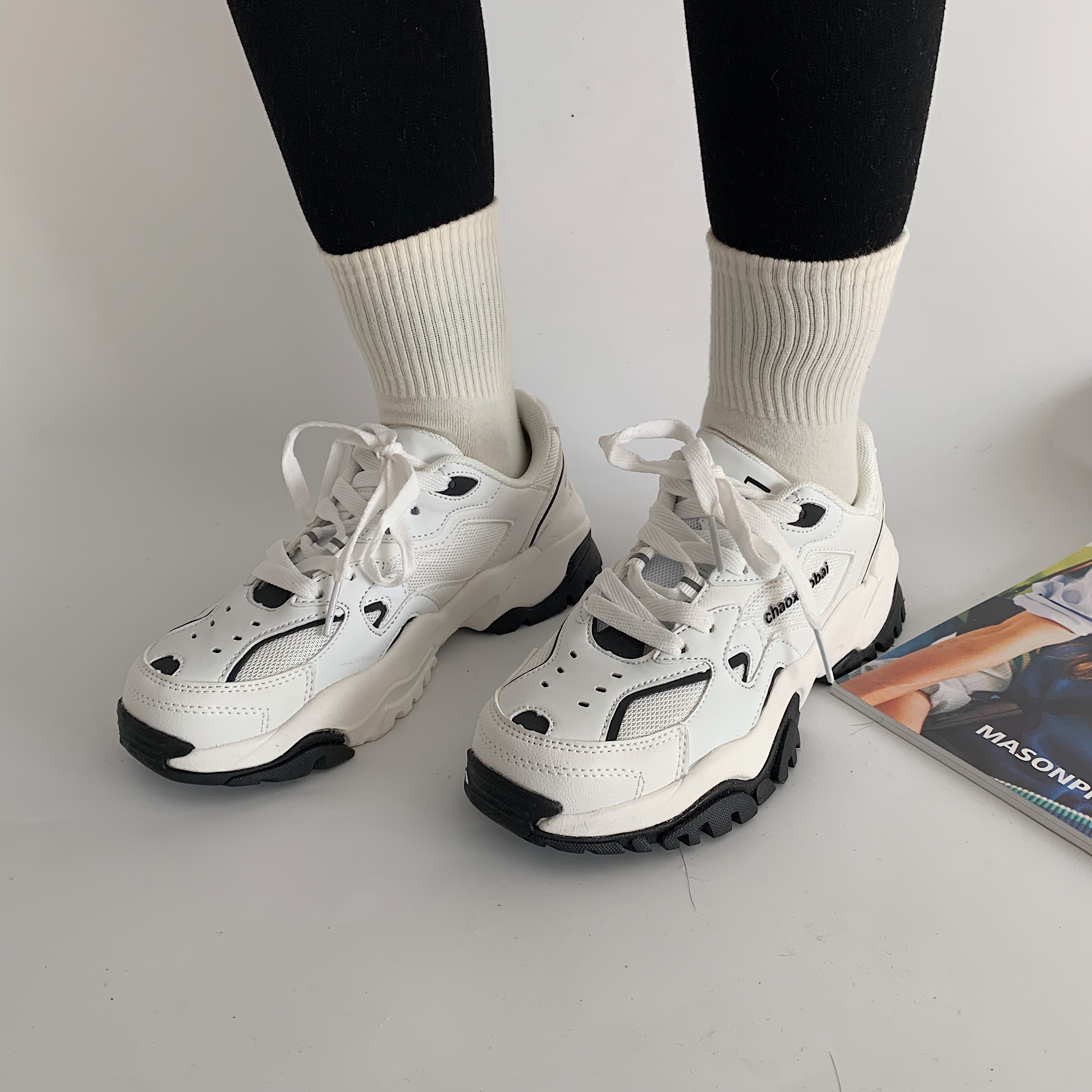 许刘芒 2020韩国ulzzang原宿百搭学生跑步灰色运动鞋ins老爹鞋女 广赫