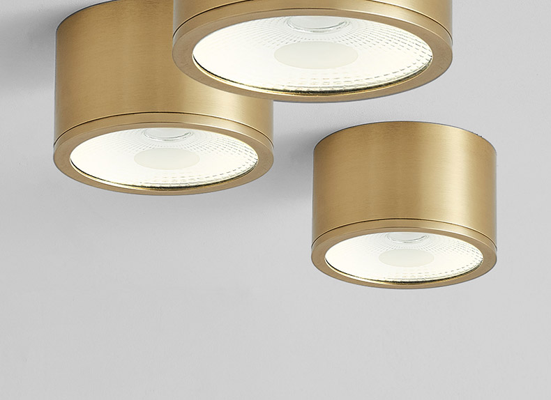 华艺全铜明装筒灯led圆形天花灯家用北欧吸顶射灯走廊过道轻奢