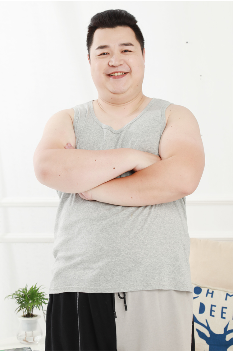 恒源祥加肥加大码纯棉宽松背心男特大码夏季肥佬胖子运动汗衫