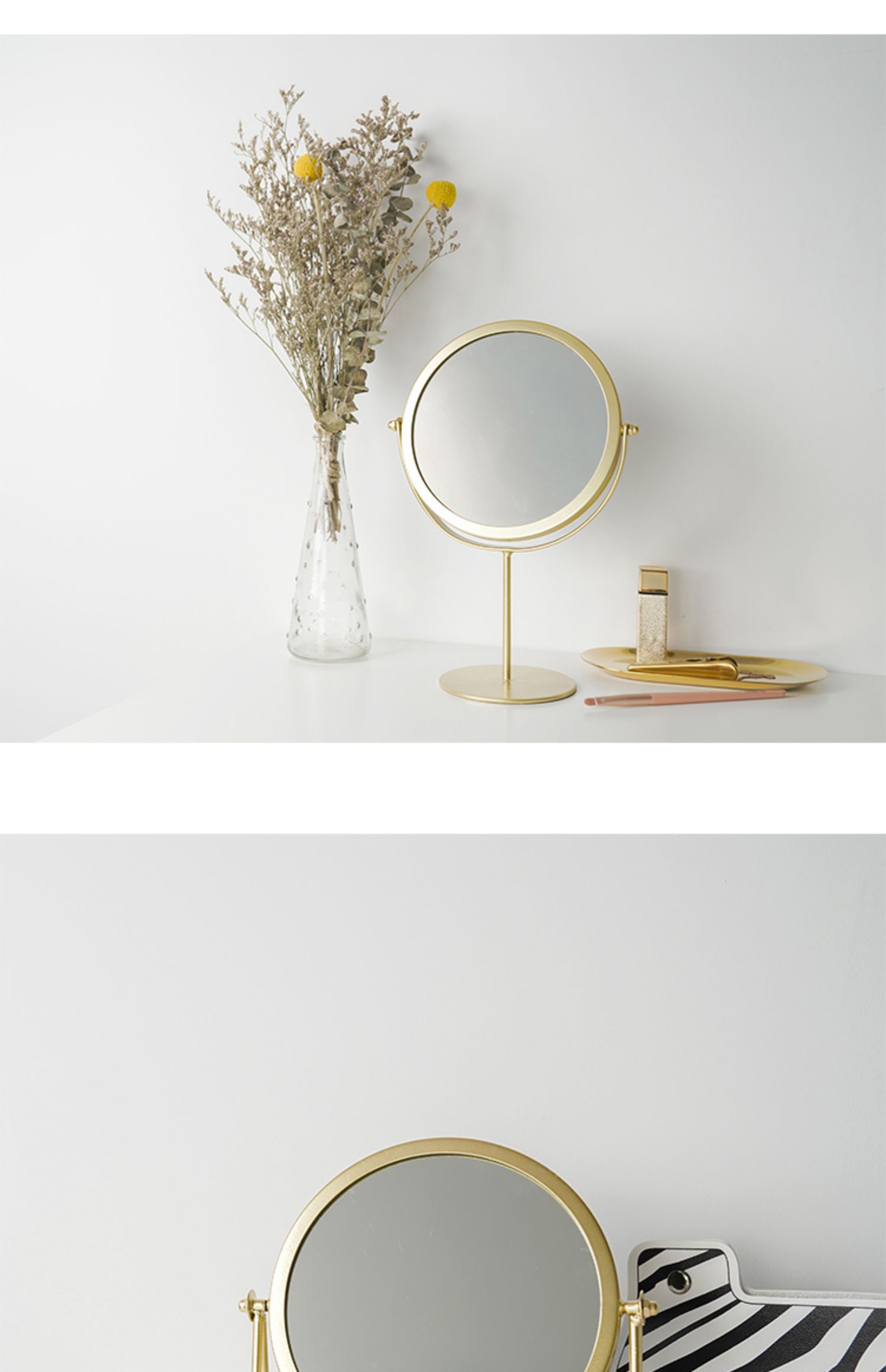 haoyangdao桌面化妆镜子梳妆台式随身便携卫生间卧室浴室宿舍网红ins