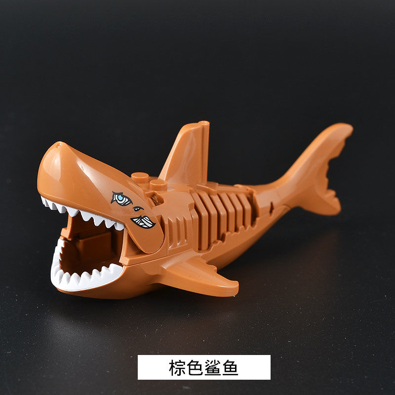 鲨鱼幻影忍者兼容乐高我的世界吃鸡拼装积木玩具男孩益智开发智力黑色