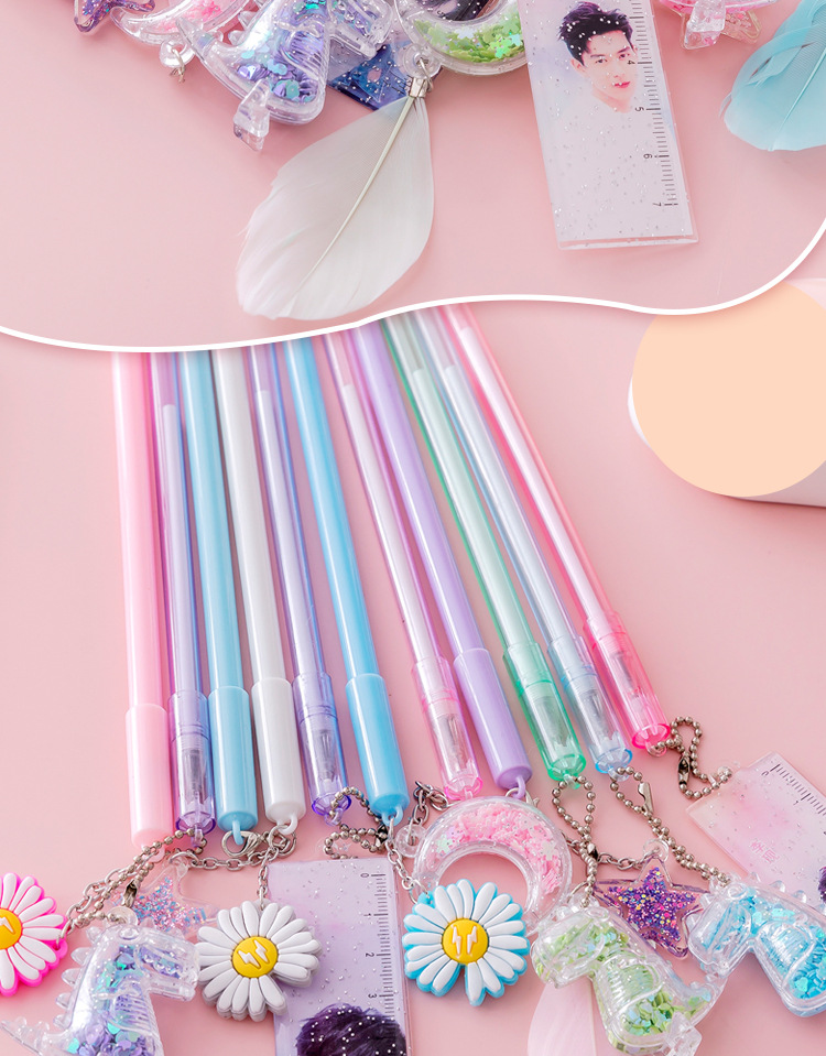 网红仙女吊坠笔中性笔可爱超萌创意少女心高颜值文具黑水笔签字