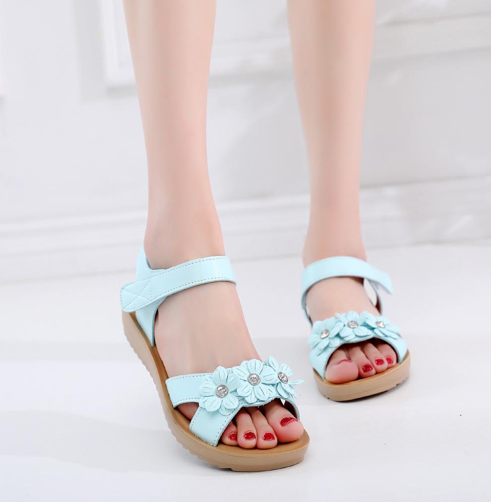 伊努特914女童中大童凉鞋10初中学生12平底11夏季15岁13女孩鞋子36