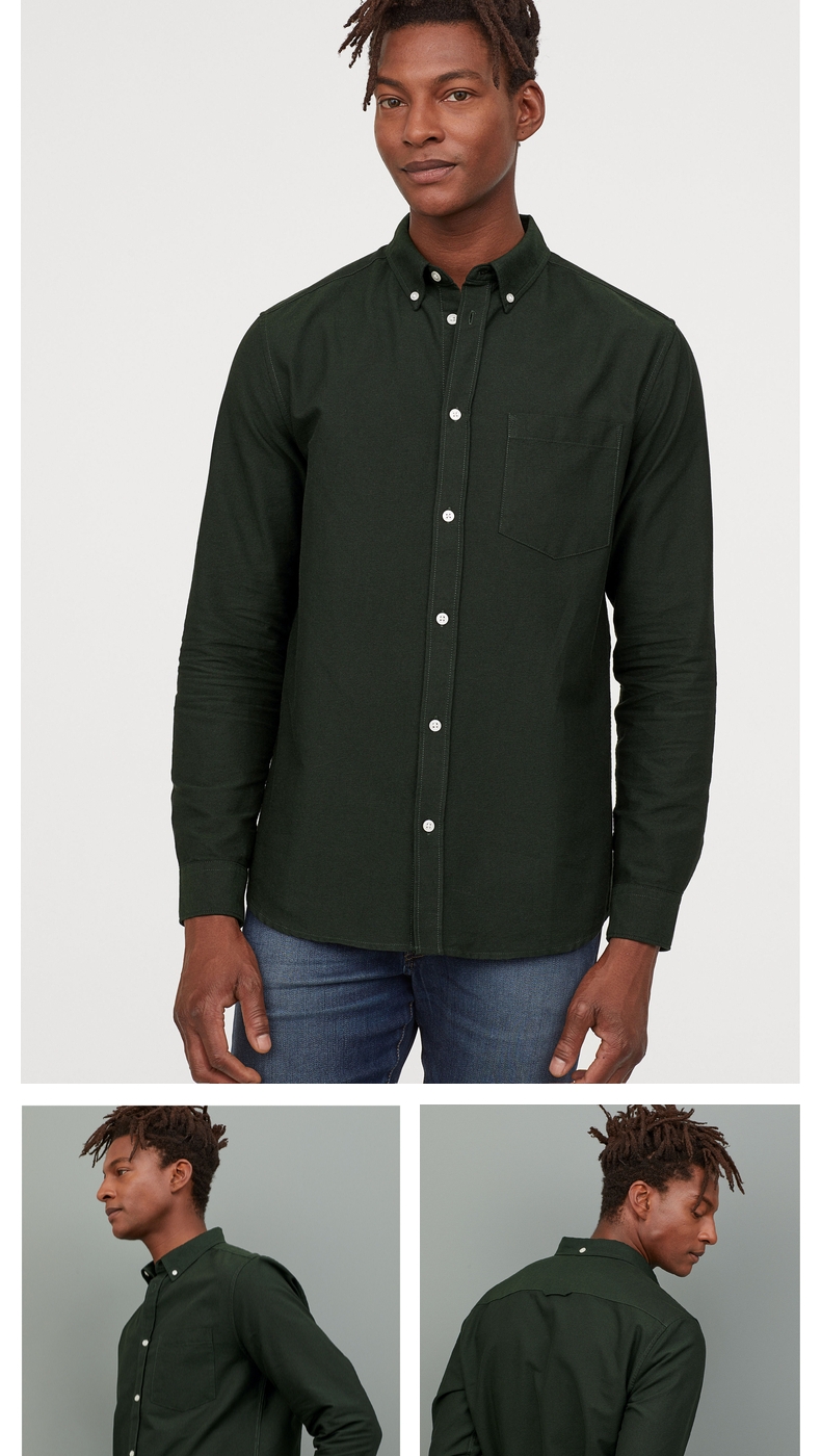 希杰狮王hm男装2020装新款男士衬衫修身潮流休闲帅气长袖衬衣男