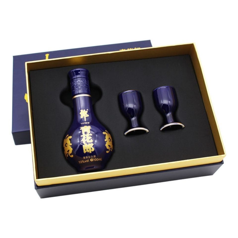 郎酒青花郎小酒版 礼盒装 带杯子53度100ml装酱香型白酒收藏_历史最低
