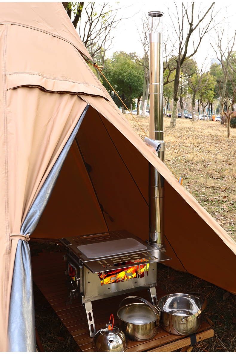 切夫曼户外帐篷用取暖柴火炉便携炉多功能带烟筒撼途大功率露营柴火