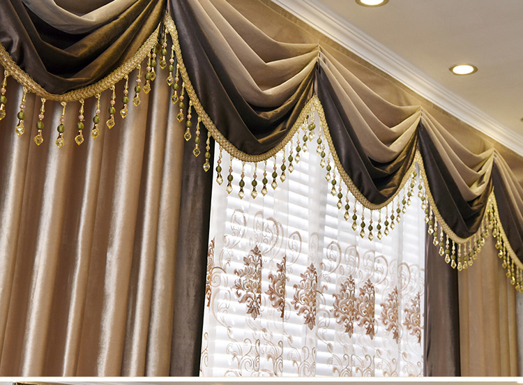 派尼美特欧式加厚遮光纯色意大利丝绒布窗帘头幔客厅卧室别墅