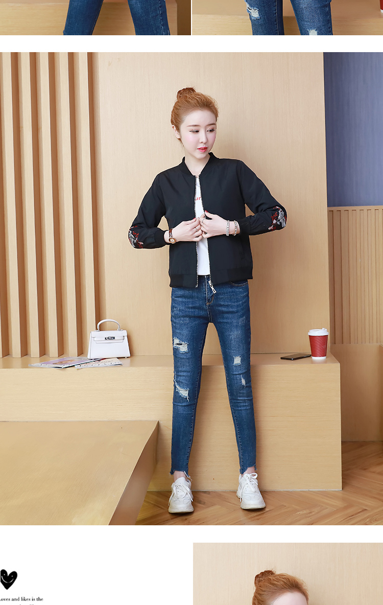 棒球服女士2019秋冬新款小外套褂子百搭韩版宽松短款刺绣夹克薄款