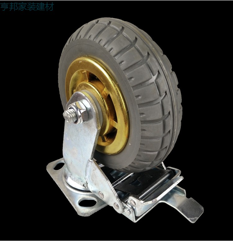 万向轮轮子6寸小推车平板车橡胶轮重型拖车推车脚轮带刹车静音