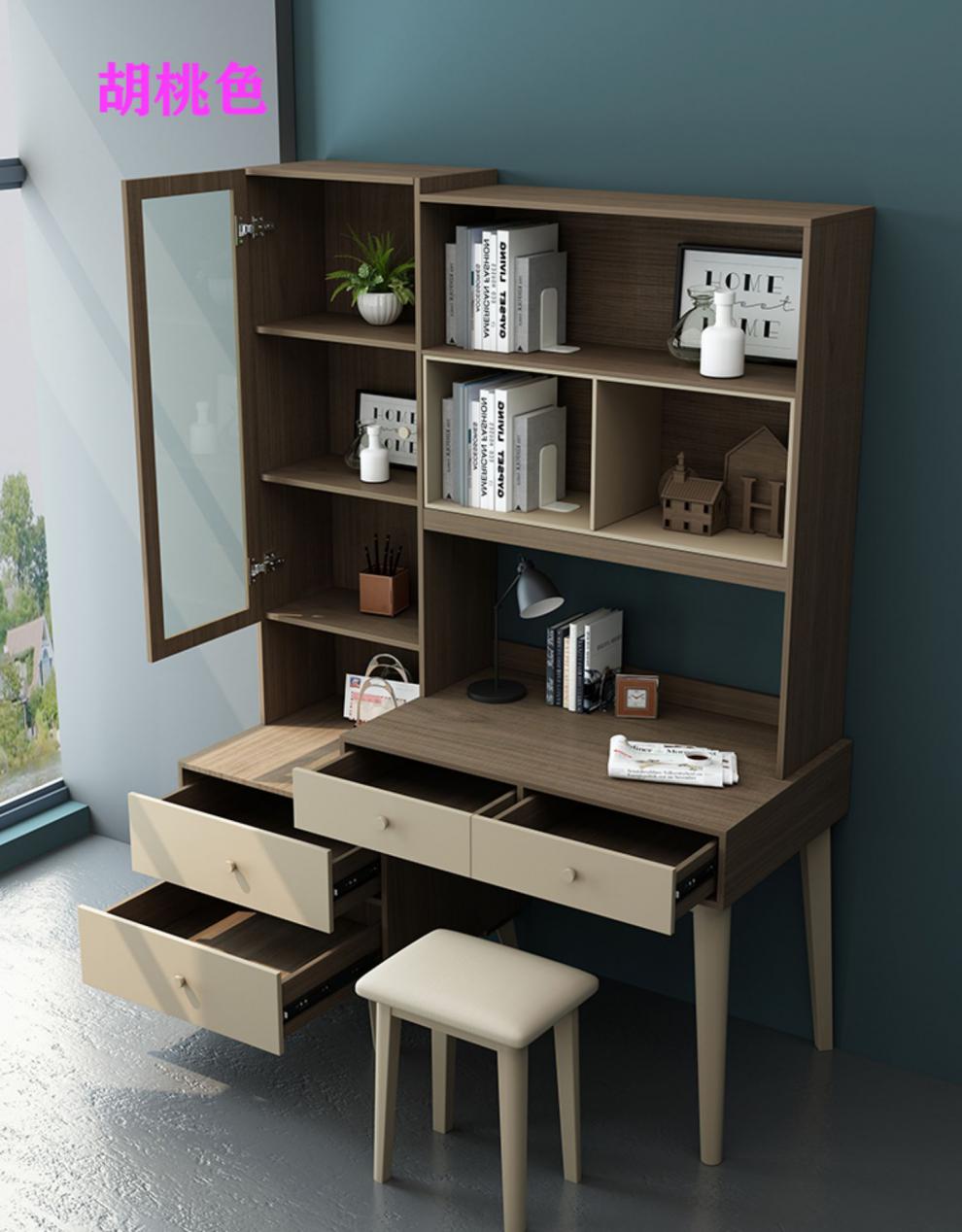 学生书桌书柜组合学习桌成人高中生书桌北欧小户型电脑书桌简约现代