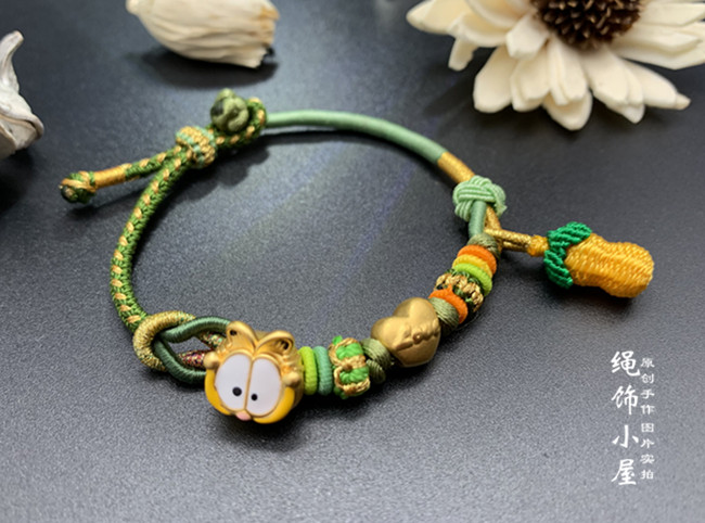 手工编织牛油果色手绳材料包线绳黄金转运珠编绳手链绳饰小屋牛油果a