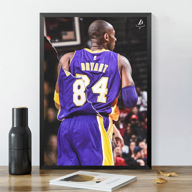 《01 30*40【经典黑框】 nba湖人科比挂画球星纪念球衣励志海报装饰画