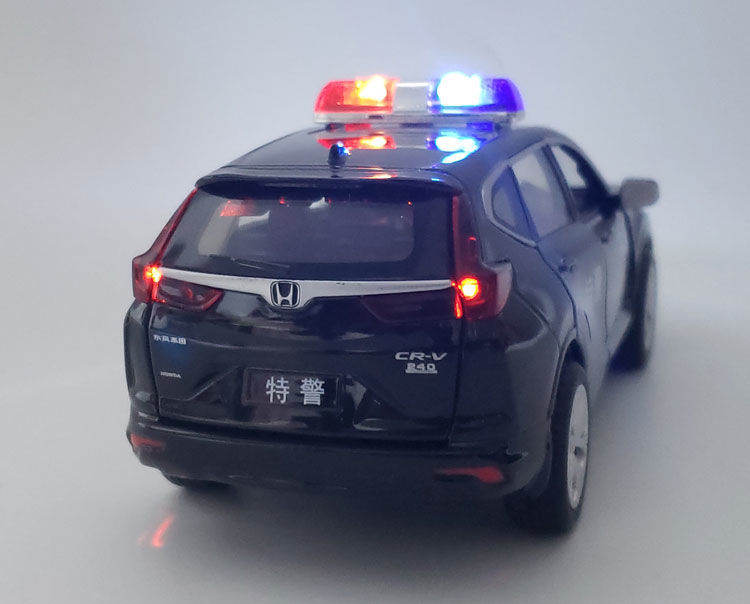crv越野suv合金汽车模型仿真金属车模声光回力玩具车摆件黑色特警车