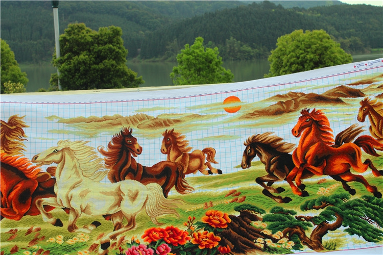 封后绣好的ks纯手工十字绣成品马到成功八骏奔腾八骏图2米25米3米版绣