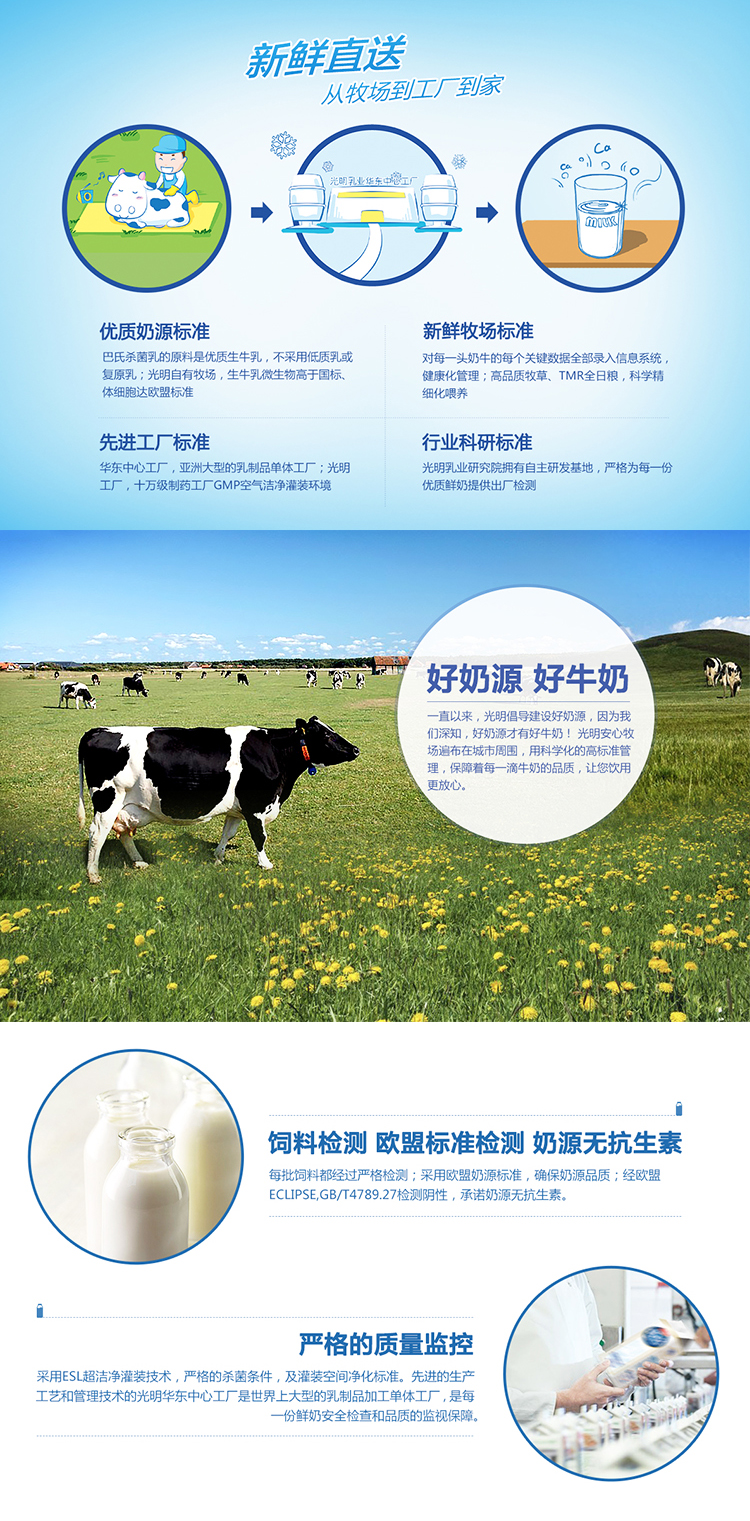 光明新鲜屋脱脂牛奶950ml