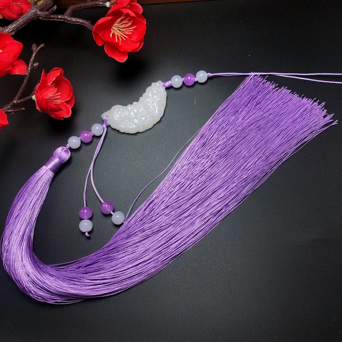 古风玉佩腰佩古风饰品宫绦禁步龙凤佩对佩流苏挂件汉服腰佩流苏黑色