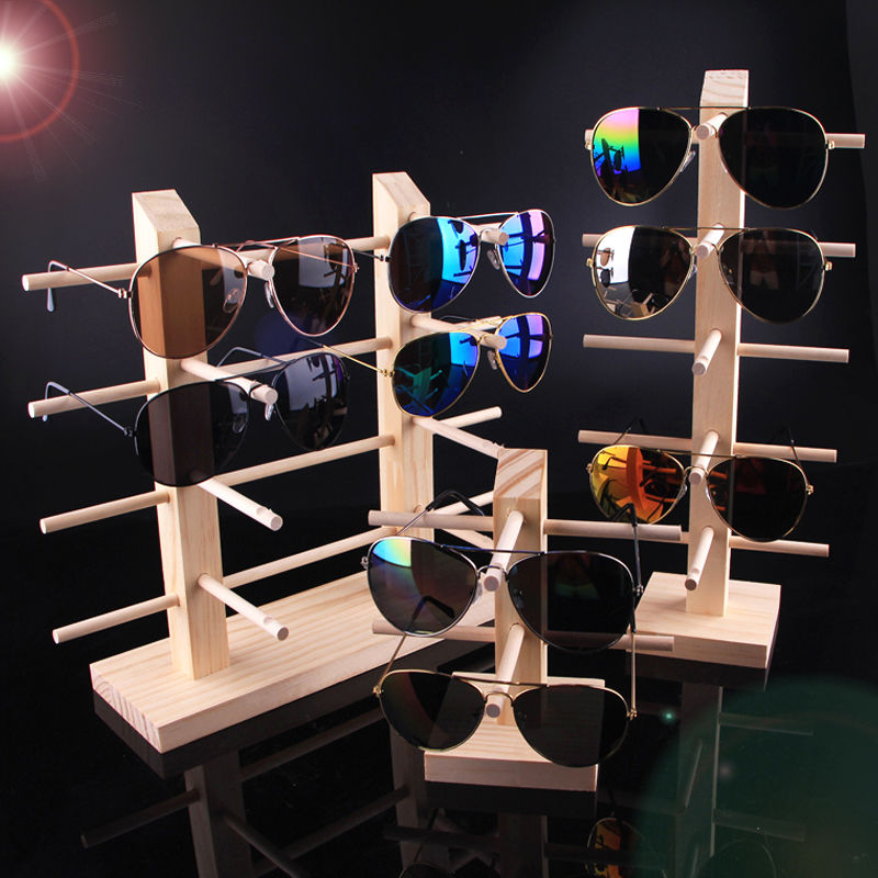 眼镜架子展示架创意实木质太阳镜收纳架家用落地式置物架桌面摆件单排