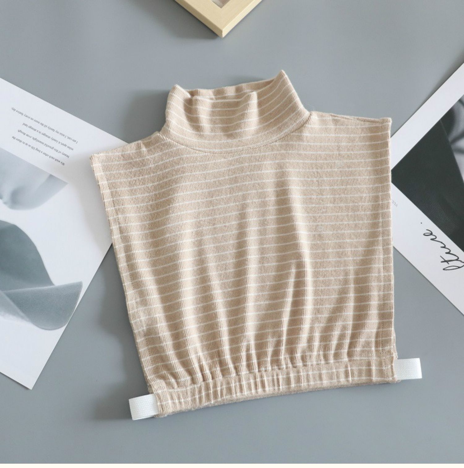 聚范保暖高弹性条纹半高领假领子女百搭配毛衣高领打底假衣领