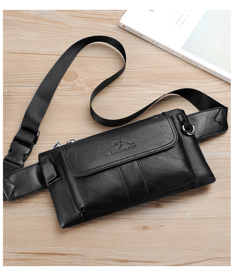 袋鼠男士腰包挎包大容量休闲男包胸前背包腰挎包