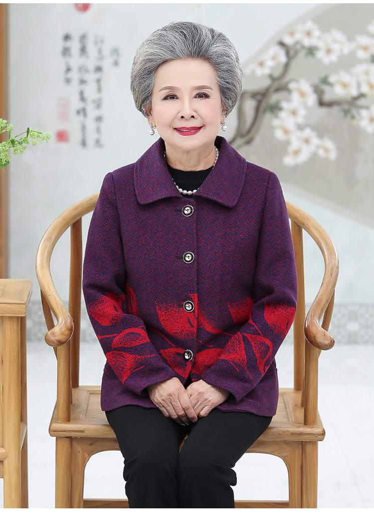 迪鲁奥(diluao)高端轻奢中老年人秋装女奶奶装外套秋季服装老人衣服