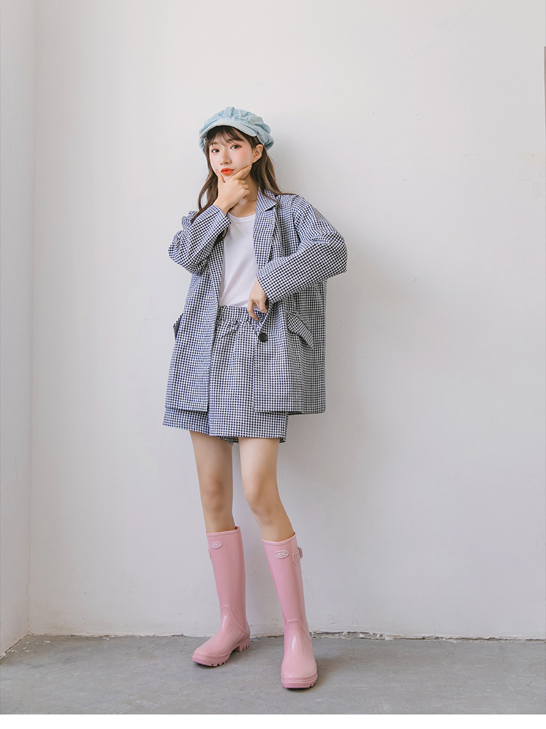 时尚雨鞋女成人胶鞋高筒雨靴水靴可爱水鞋防滑套鞋都市雨鞋 语娄