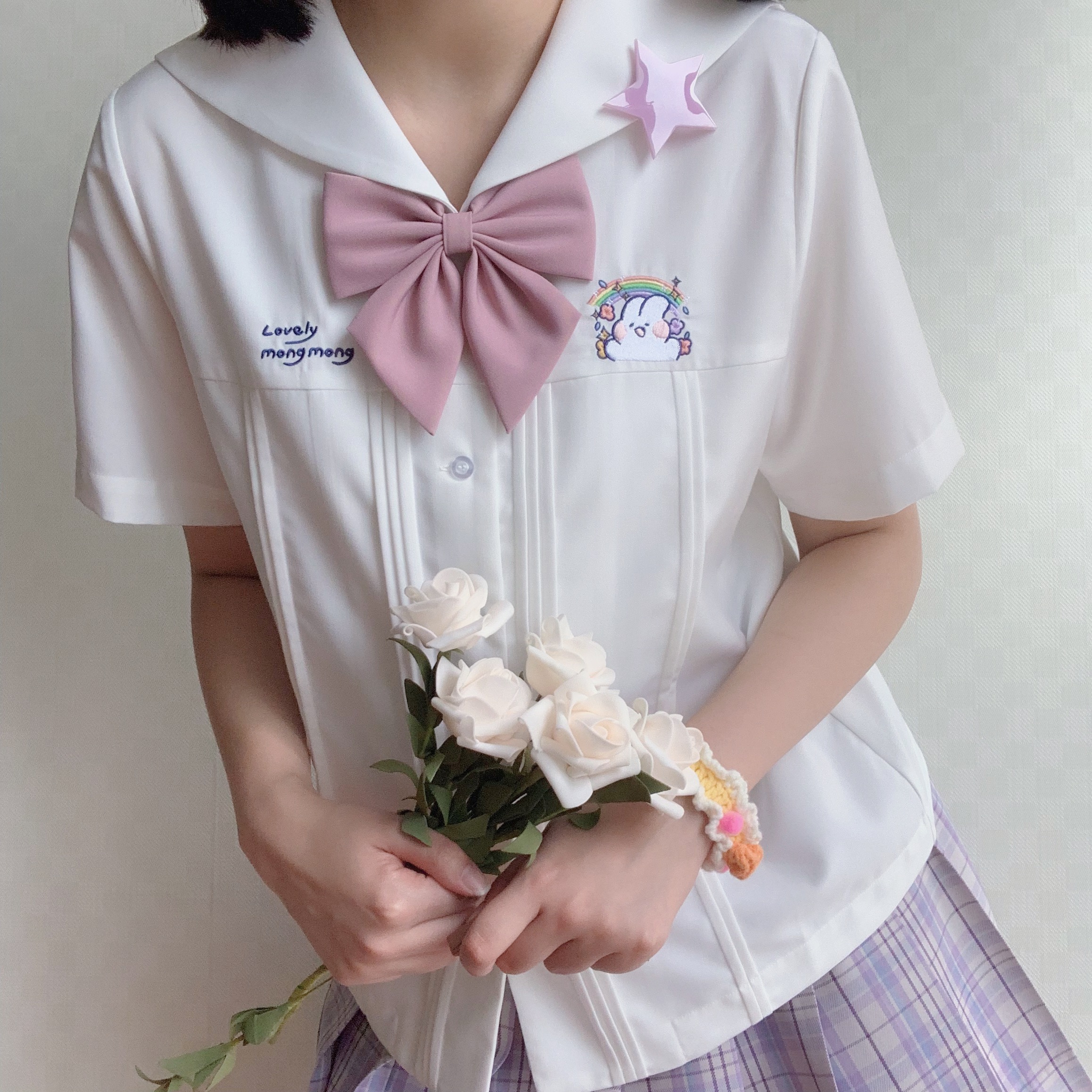 new lakeshindek jk制服s羽根纯色斜角学生领结西服水手服毛衣配饰