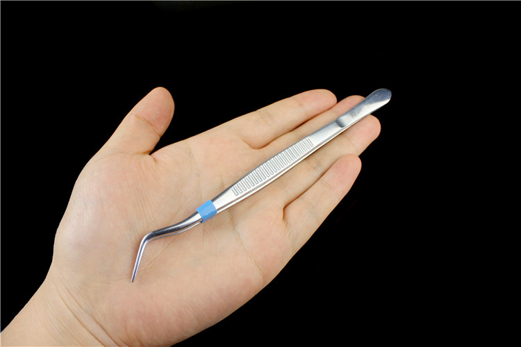 huatrau上海医疗器械厂jz金钟口腔科手术器械304不锈钢弯镊子牙k21270