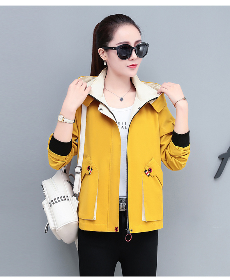 梵诗町 女装春秋季款休闲外套女韩版时尚连帽夹克衫lsyz6929