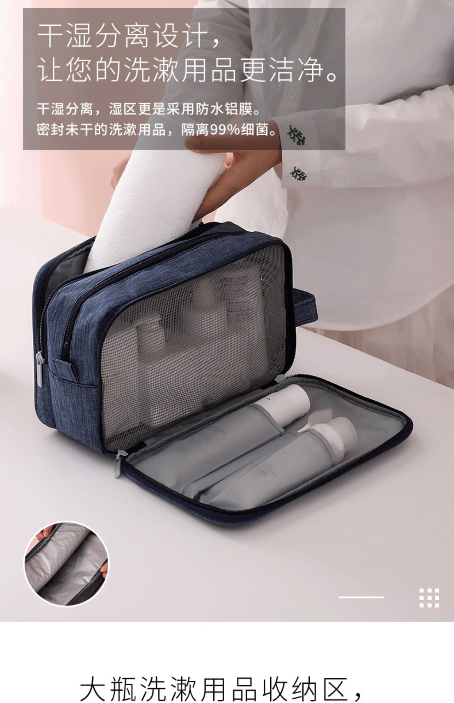 防水洗漱包男干湿分离多功能便携大容量收纳化妆包女旅行洗护用品三维