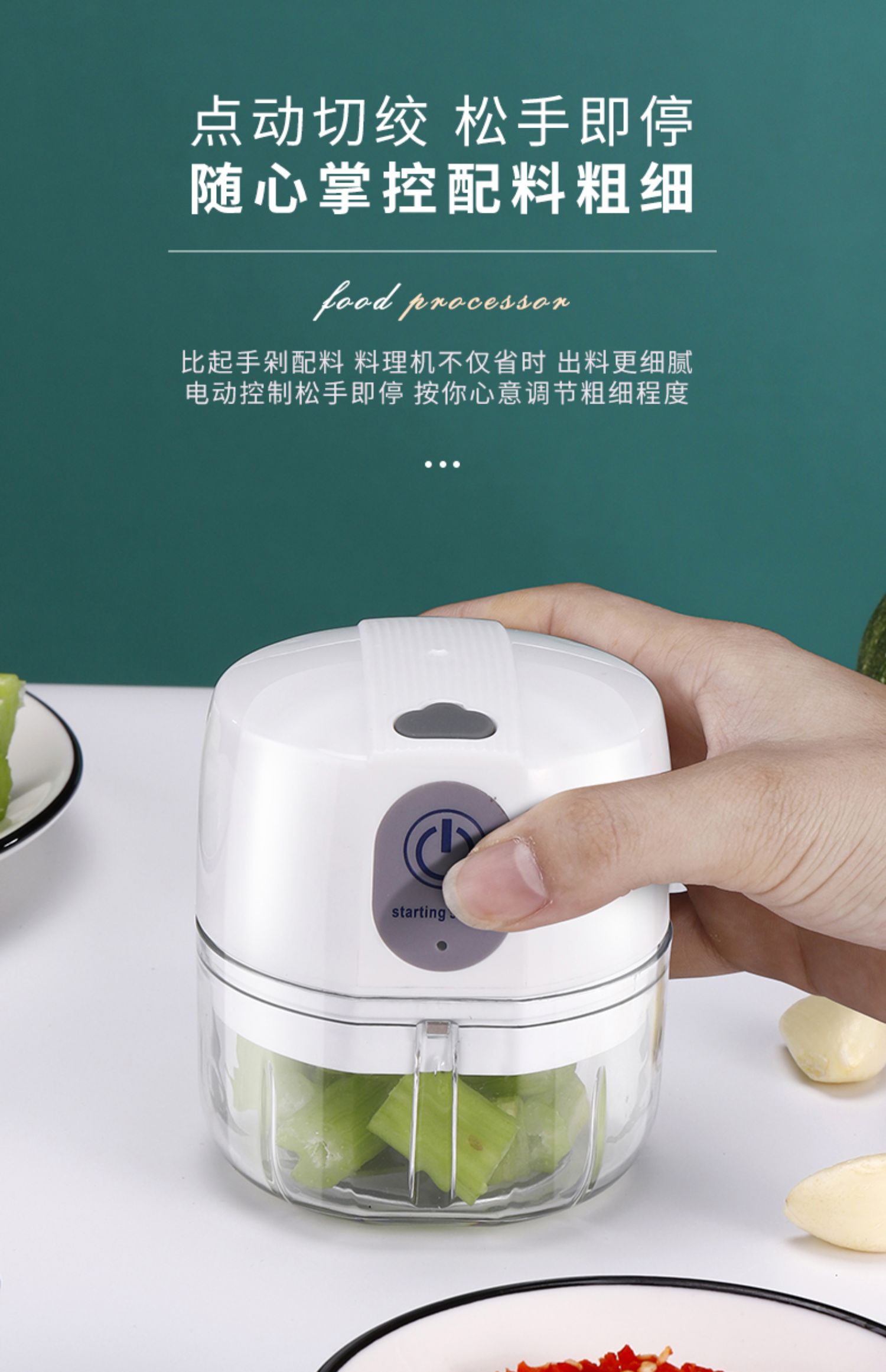 haoyangdao电动拉蒜器蒜泥蒜蓉器蒜末捣蒜器家用自动姜蒜搅碎机绞蒜切