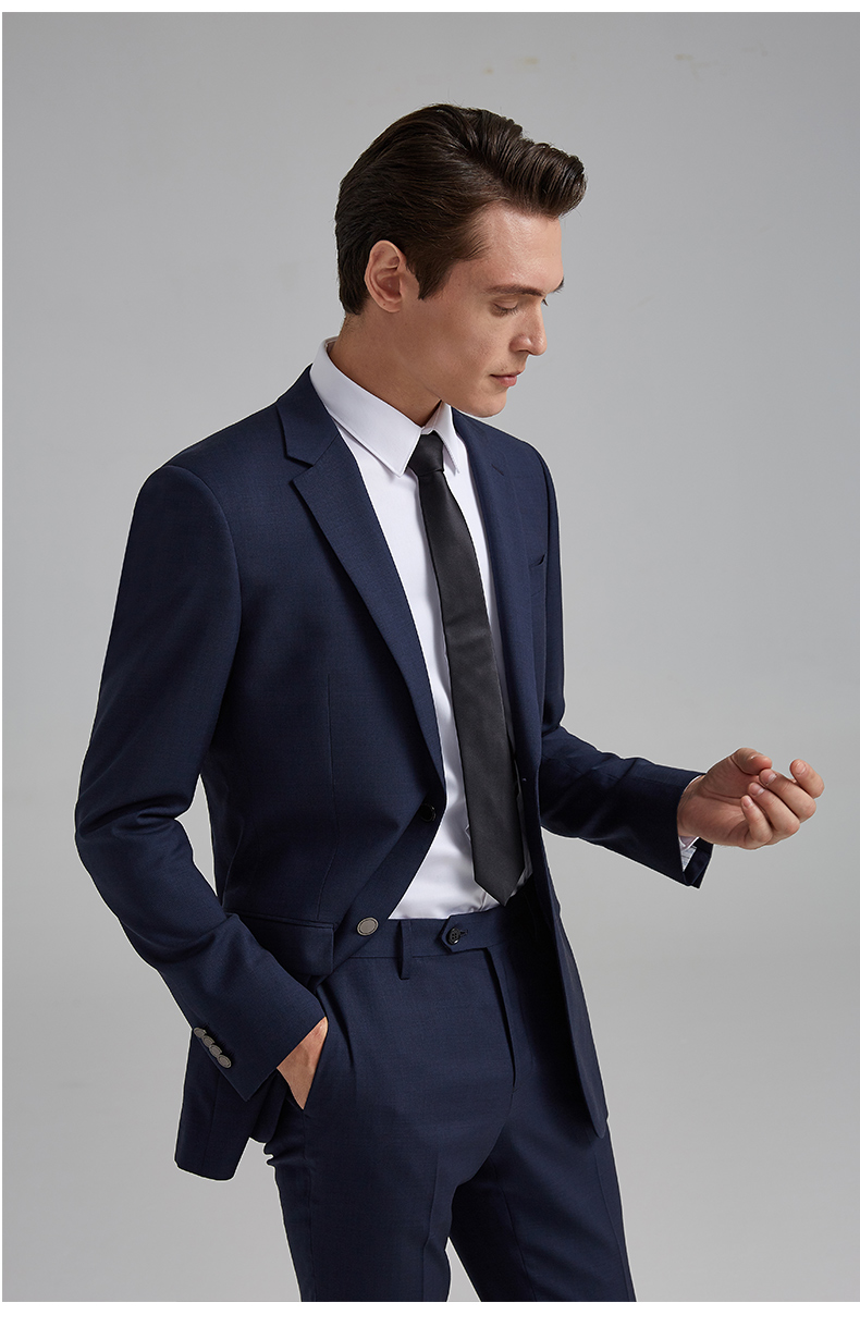 套装商务休闲正装西装套装修身羊毛西装职业装男新品培罗蒙etzah9335
