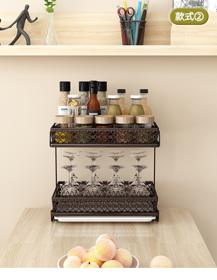 古达餐桌置物架桌面收纳架杯架桌上厨房餐边柜饭桌零食储物架柜子