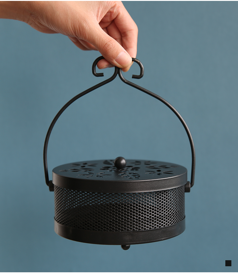 abay蚊香架接灰盘托可悬挂家用室内带盖防火蚊香盒铁艺蚊香檀香炉