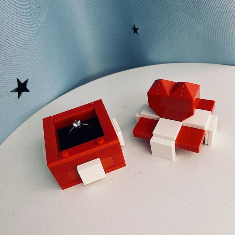 仅放单戒乐高求婚戒指盒装积木moc爱心求婚戒指礼盒女生生日情人节